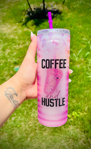Coffee and Hustle Frosted Glass Tumbler